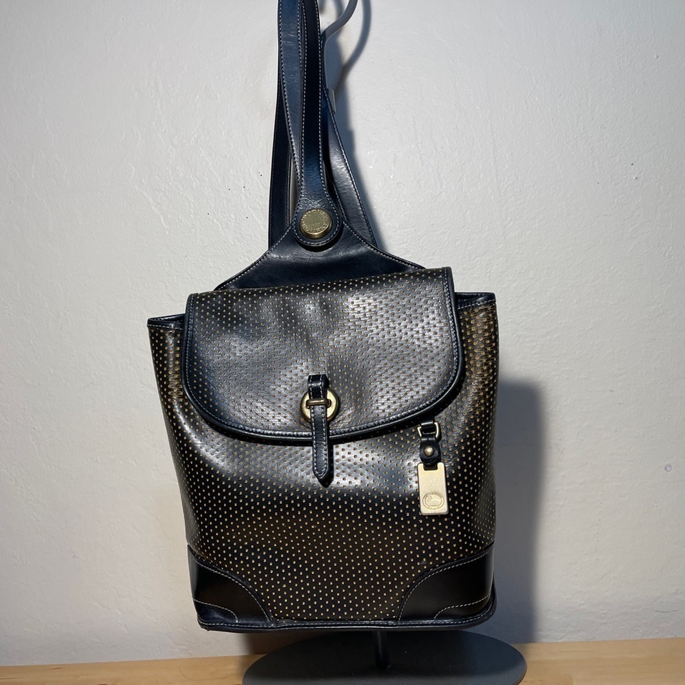 Vintage Dooney & Bourke Cabriolet Leather Backpack Brass Hardware USA Made